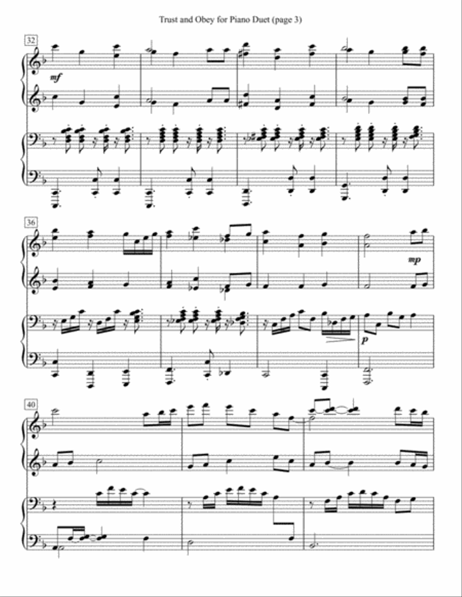 Trust and Obey for Piano Duet 1 Piano, 4-Hands scores gallery preview page 3