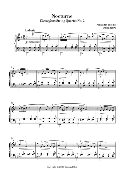 Borodin - Nocturne (Easy piano arrangement) image number null