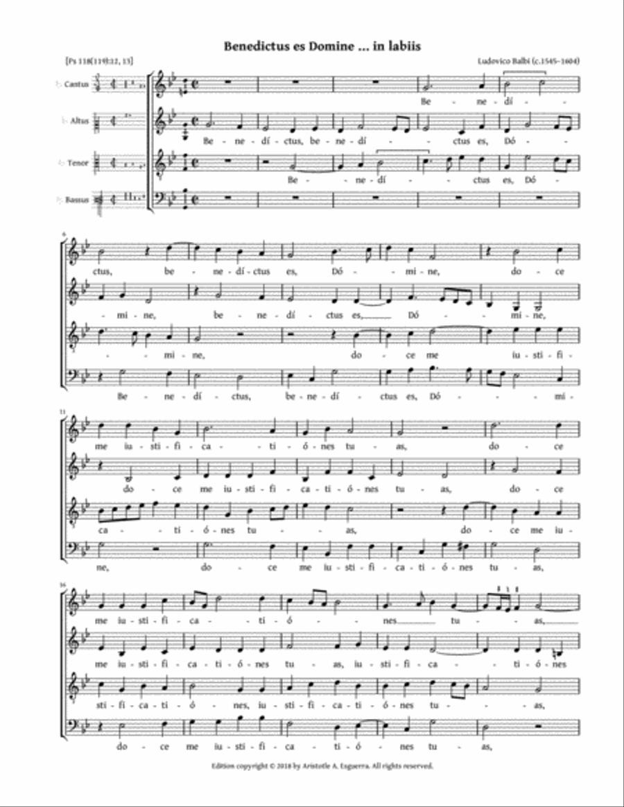 Benedictus es (Balbi) 4-Part scores gallery preview page 1