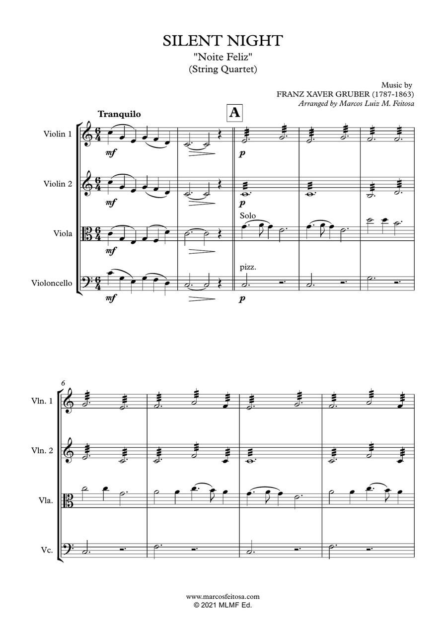 Silent Night - String Quartet String Quartet scores gallery preview page 3