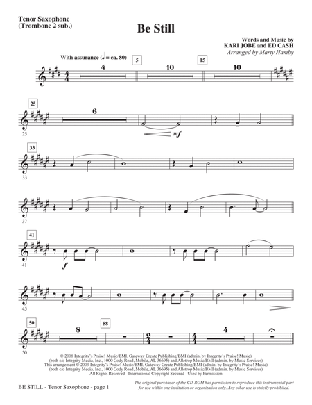 Be Still - Tenor Sax (Trombone 2 sub.)