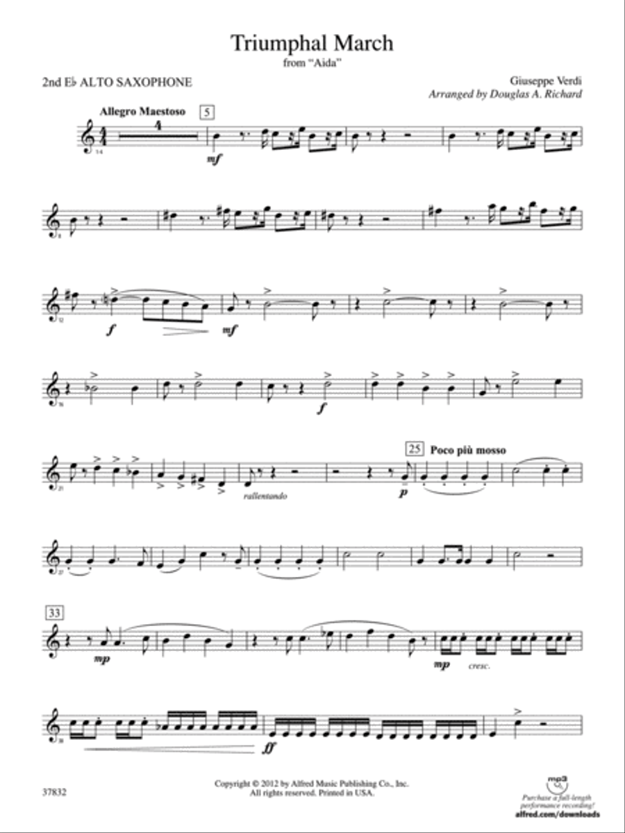 Triumphal March (from Aida): 2nd E-flat Alto Saxophone Concert Band scores gallery preview page 1