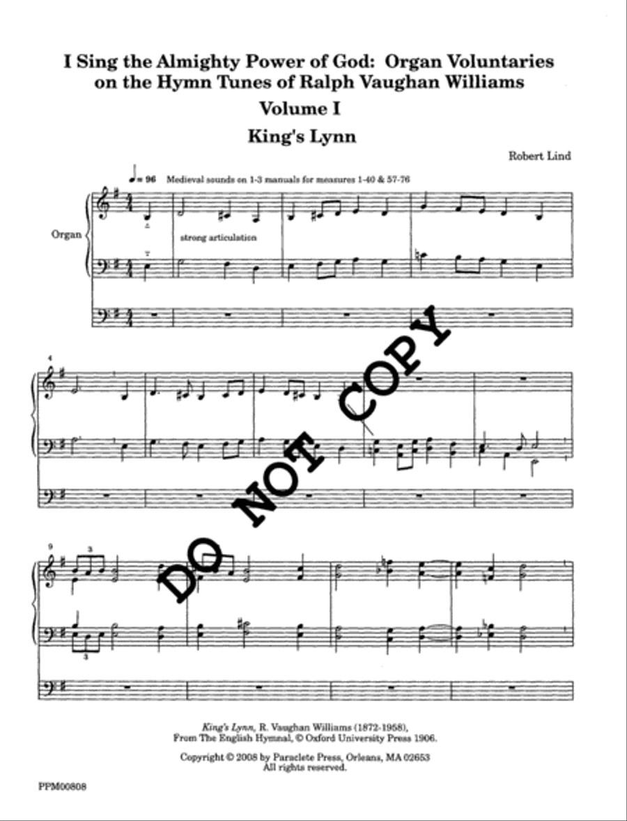 I Sing the Almighty Power of God: Organ Voluntaries on the Hymn Tunes of Ralph Vaughan Williams Volume I Organ scores gallery preview page 2
