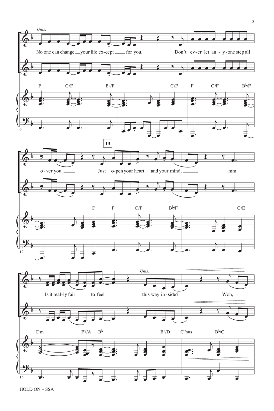 Hold On (arr. Kirby Shaw) SSA scores gallery preview page 2