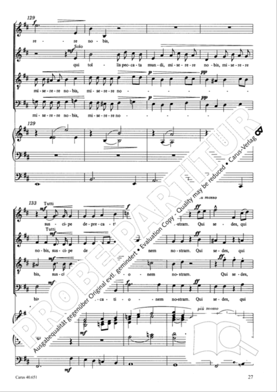 Mass in D Major (Missa in D) 4-Part scores gallery preview page 36
