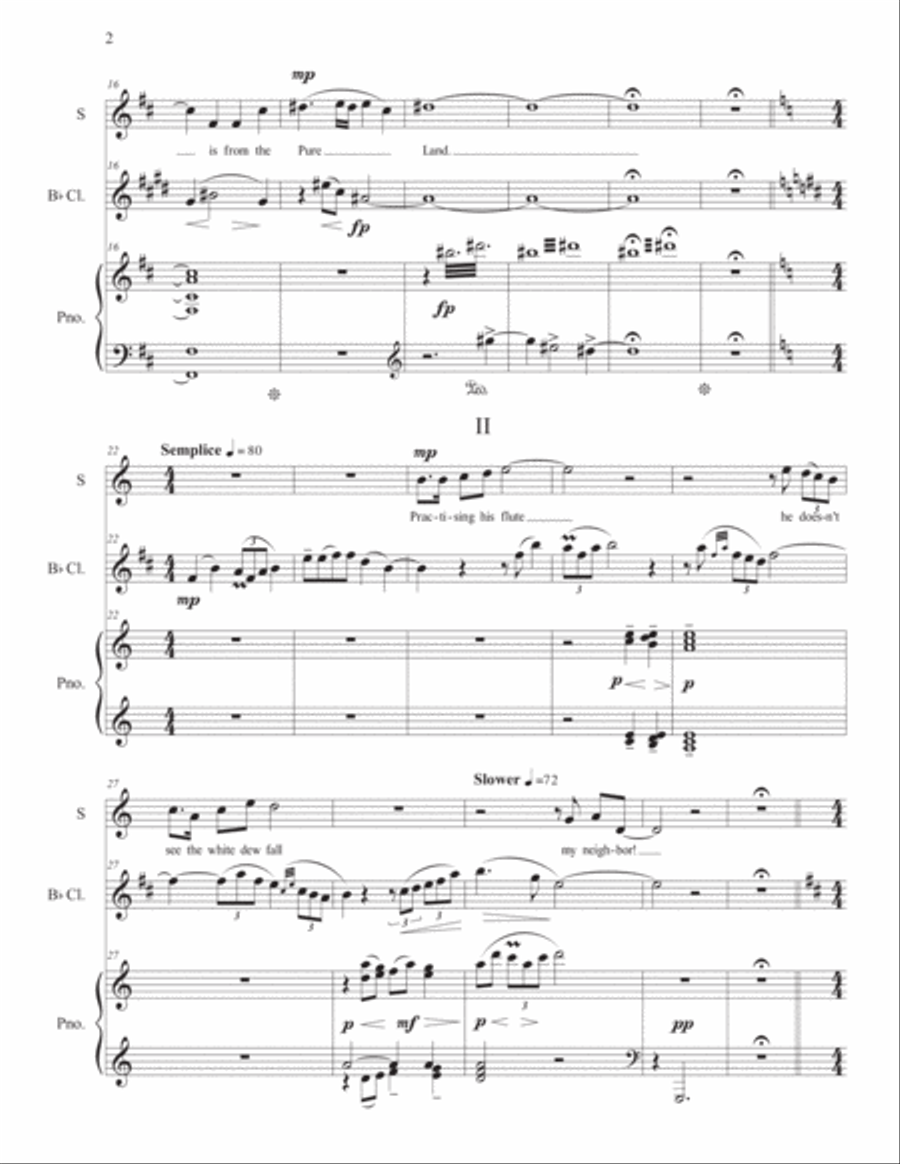 SONGLETS: 18 Haiku Songs on Haiku by Kobayashi Issa, for Soprano, Bb Clarinet & Piano Small Ensemble scores gallery preview page 4