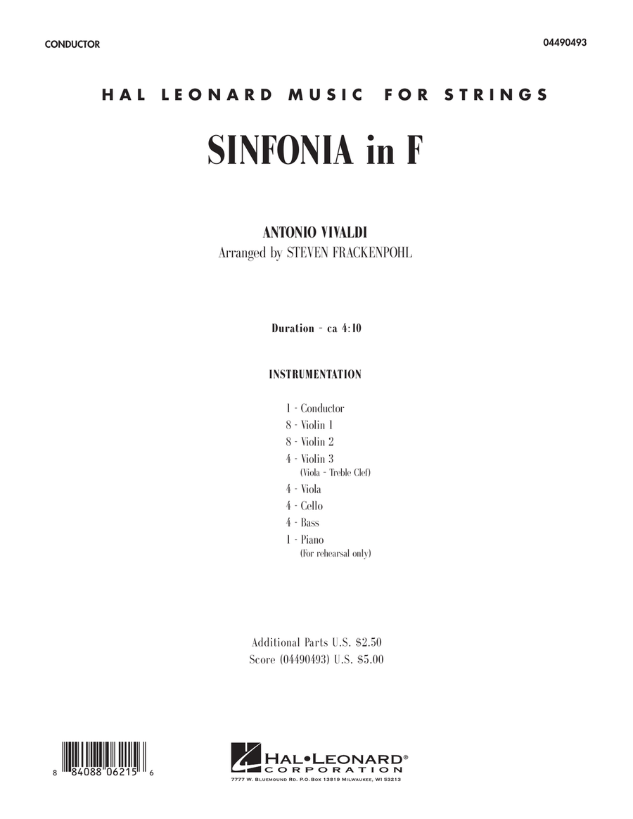 Sinfonia In F - Conductor Score (Full Score) Orchestra scores gallery preview page 1