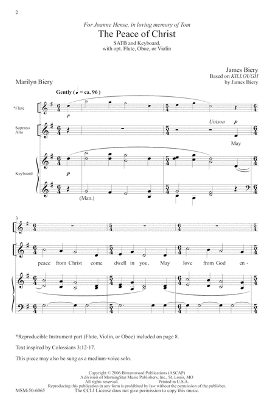 The Peace of Christ 4-Part scores gallery preview page 2