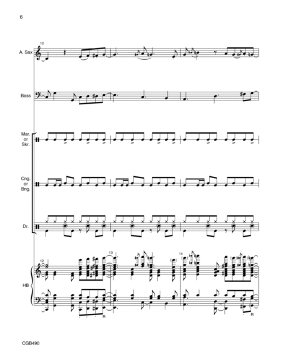 Jazz Ballad on Let Us Break Bread Together Full Score Handbell Choir scores gallery preview page 6
