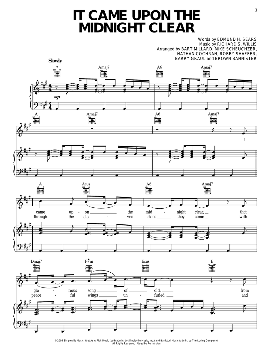 It Came Upon A Midnight Clear Piano, Vocal, Guitar scores gallery preview page 1