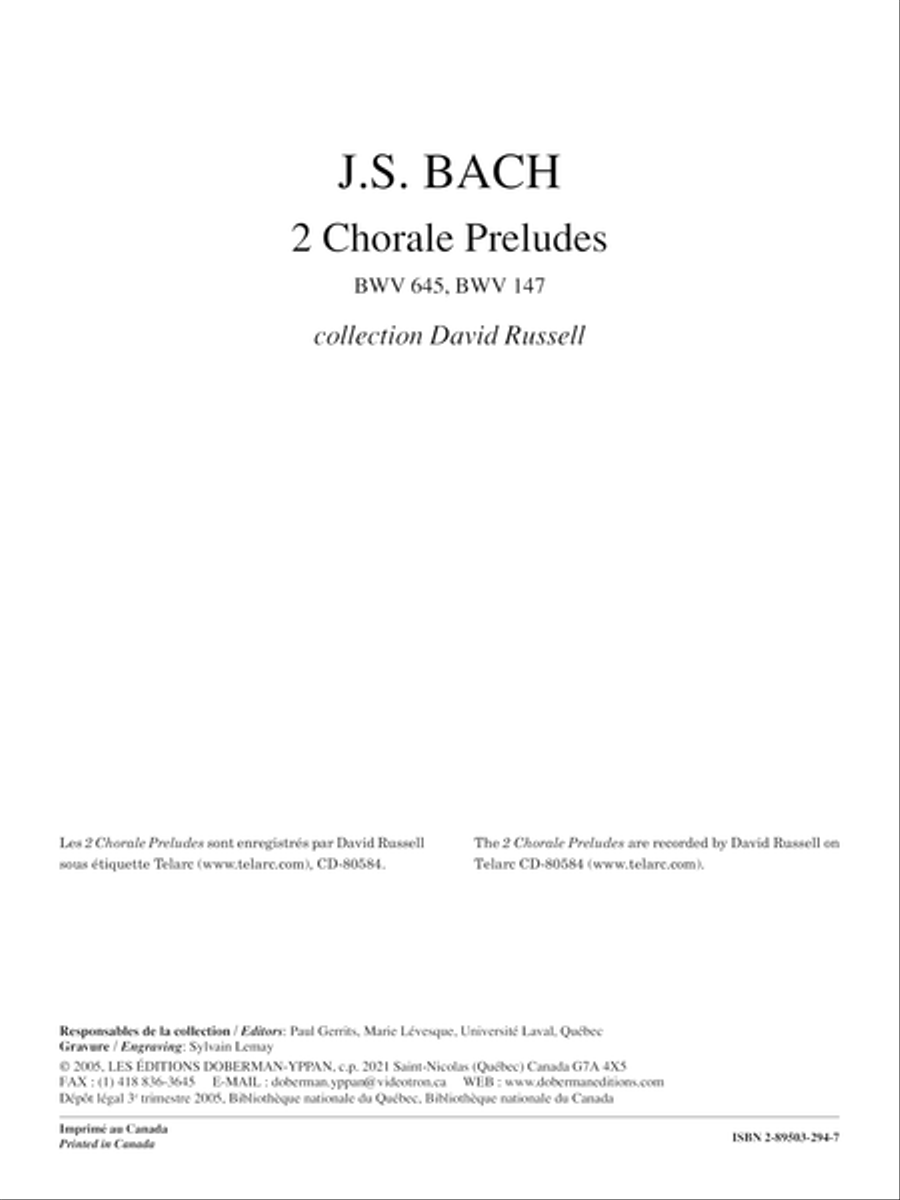 2 Chorale Preludes BWV 645, BWV 147 Classical Guitar scores gallery preview page 1