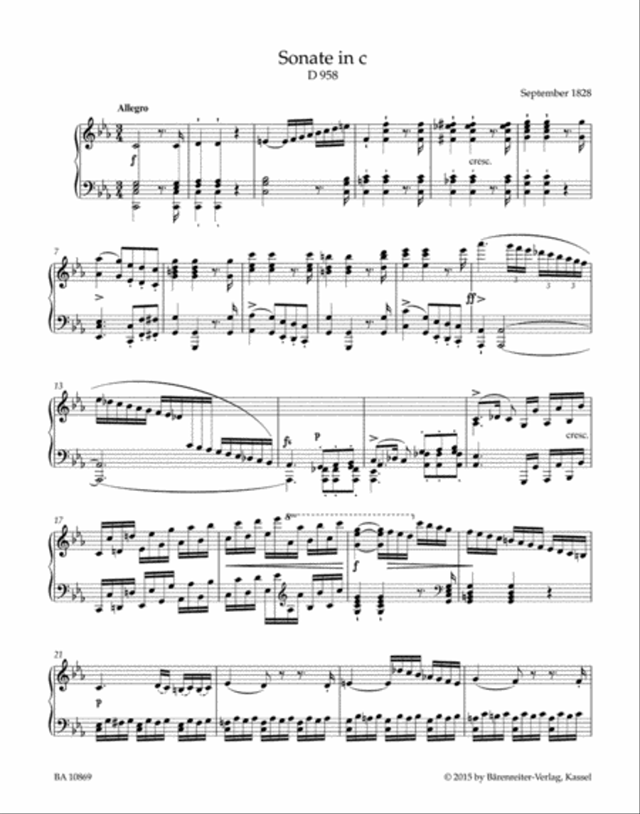 Sonata for Piano in C minor D 958 Piano Solo scores gallery preview page 2