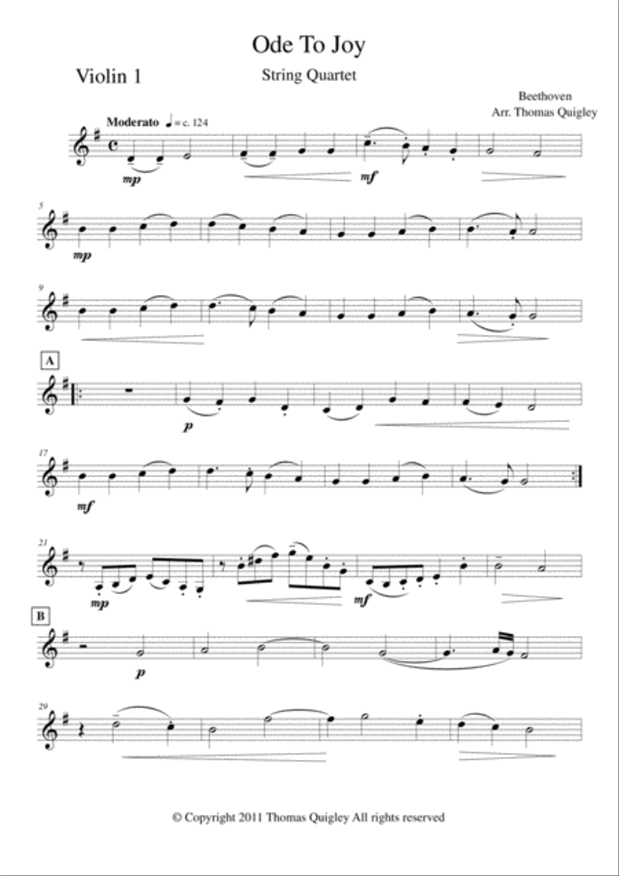 Ode To Joy String Quartet scores gallery preview page 5