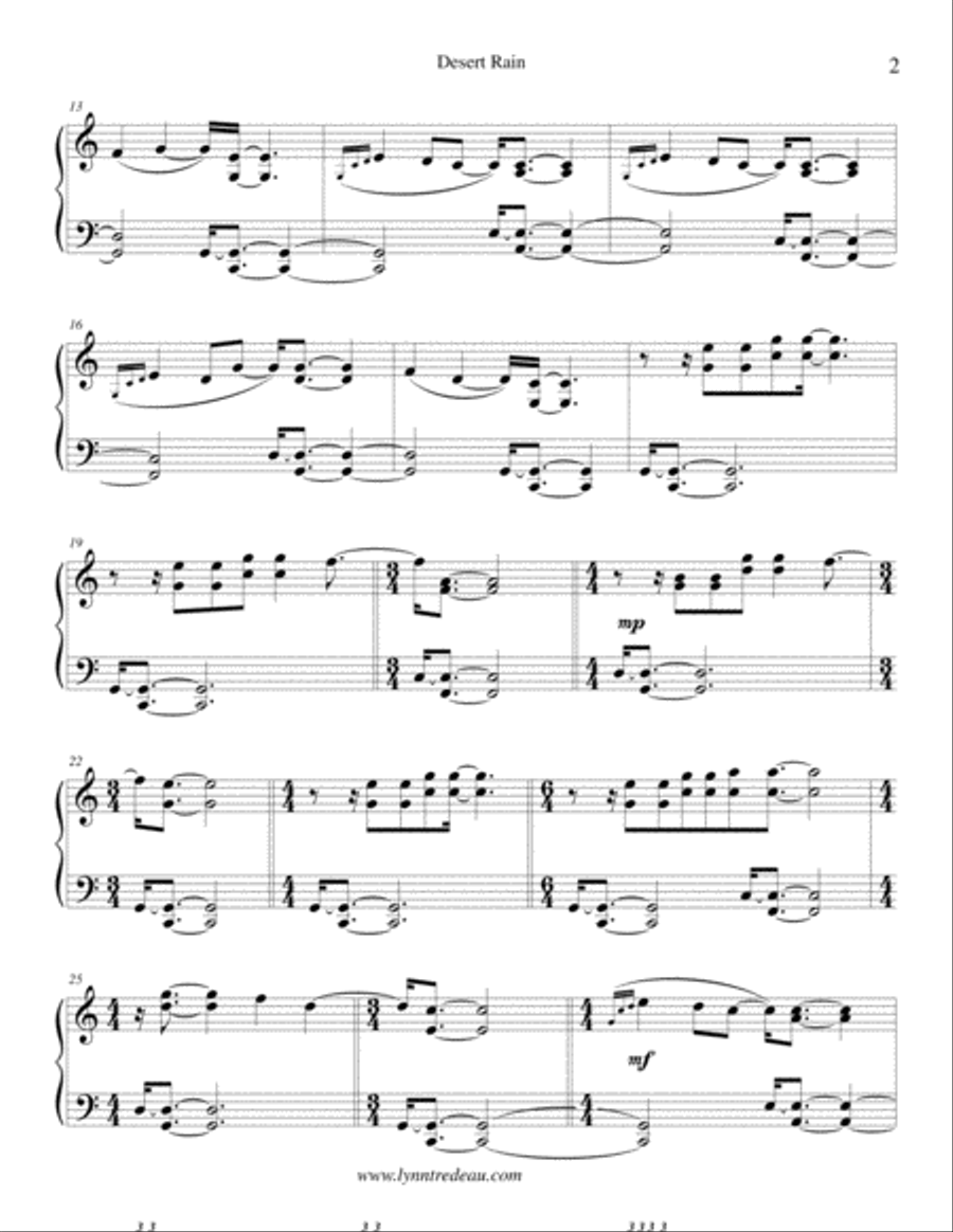 Desert Rain Piano Solo scores gallery preview page 2