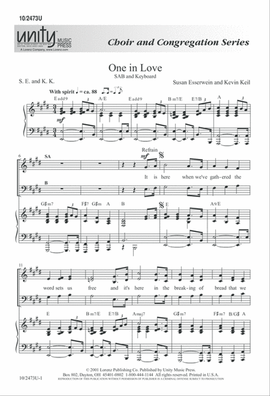 One in Love One in Love 4-Part scores gallery preview page 1