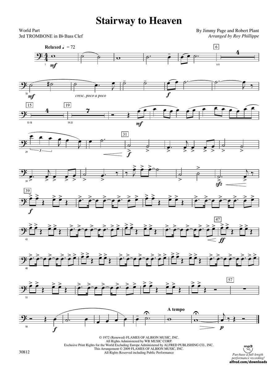 Stairway to Heaven: (World Part) 3rd B-flat Trombone B.C.