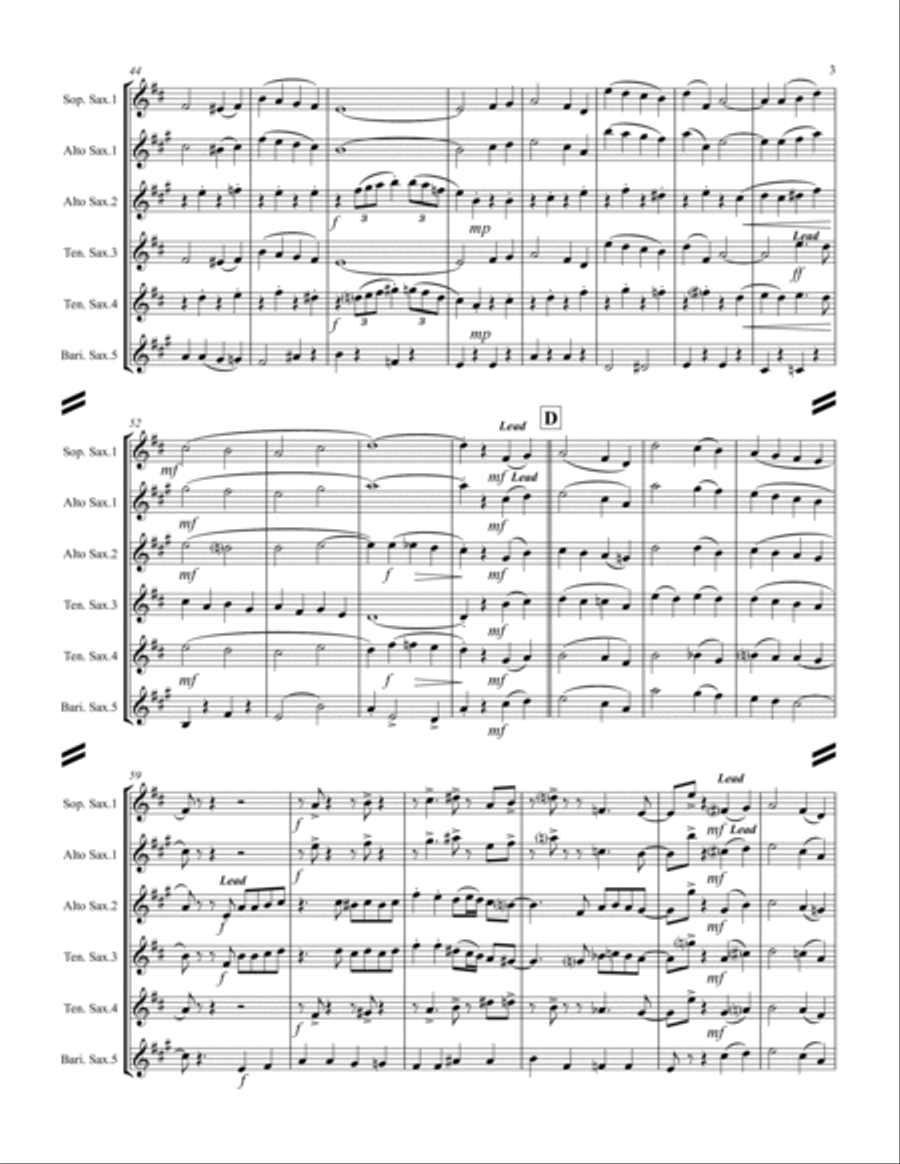 (There's No Place Like) Home For The Holidays Saxophone Quintet scores gallery preview page 4