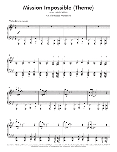 Mission: Impossible Theme  from the Paramount Television Series MISSION: IMPOSSIBLE (Intermediate Piano) image number null