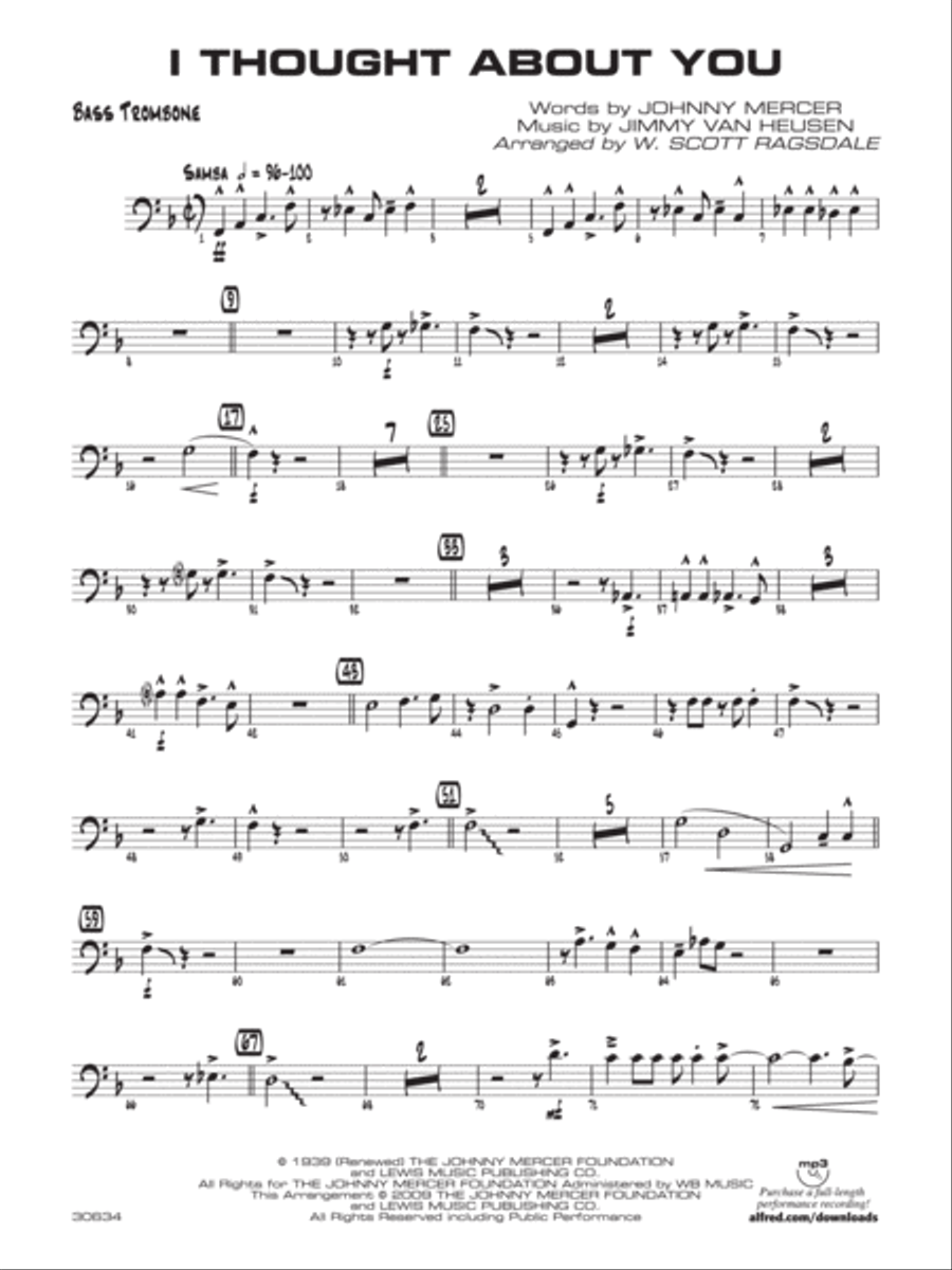 I Thought About You: Bass Trombone Jazz Ensemble scores gallery preview page 1