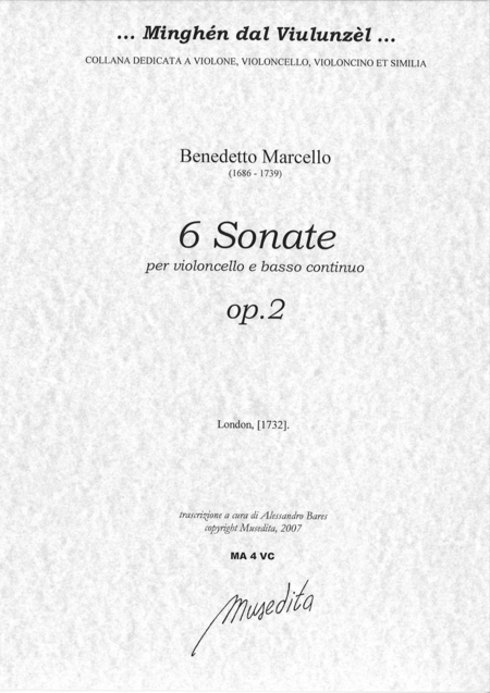 6 Cello Sonatas op. 2 (London, 1732)