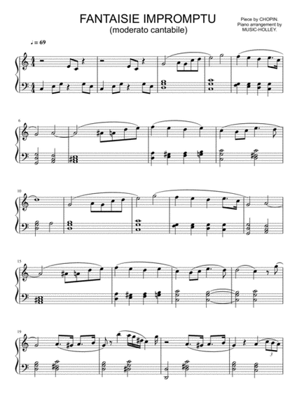 Chopin - Fantaisie impromptu (moderato cantabile, easy piano sheet) image number null