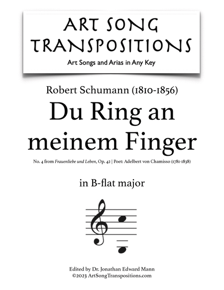 SCHUMANN: Du Ring an meinem Finger, Op. 42 no. 4 (transposed to B-flat major)
