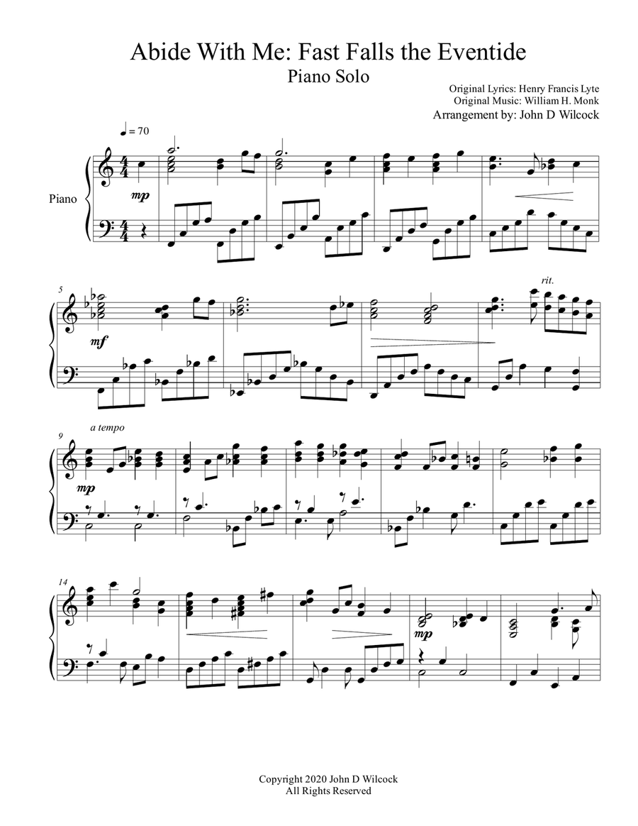 Abide With Me: Fast Falls the Eventide - Piano Solo Piano Solo scores gallery preview page 1