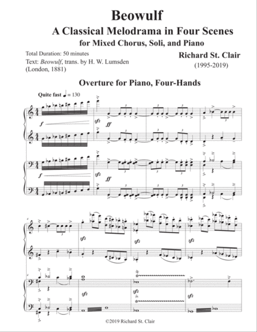 Beowulf: A Classical Melodrama in Four Scenes for Chorus, Soiloists and Piano 4-Part scores gallery preview page 2