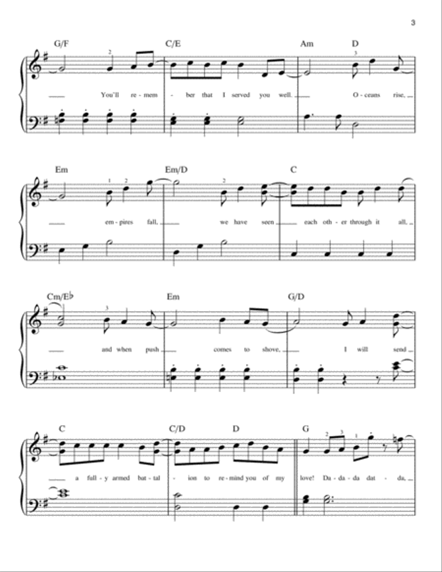 You'll Be Back (from Hamilton) Easy Piano scores gallery preview page 3