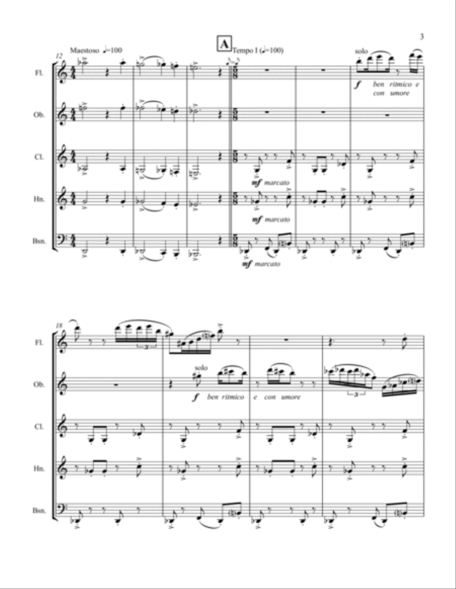 Divertimento for Woodwind Quintet Woodwind Quintet scores gallery preview page 3