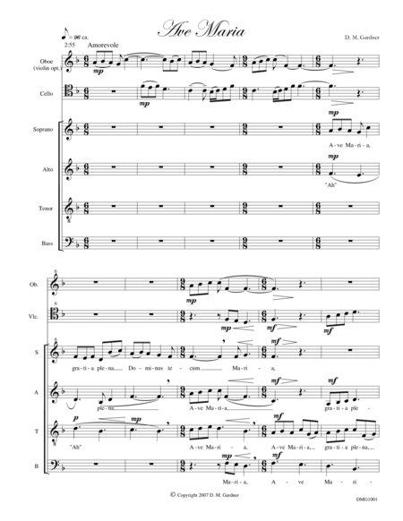 Ave Maria (SATB, Oboe (opt. Violin), and Cello) image number null