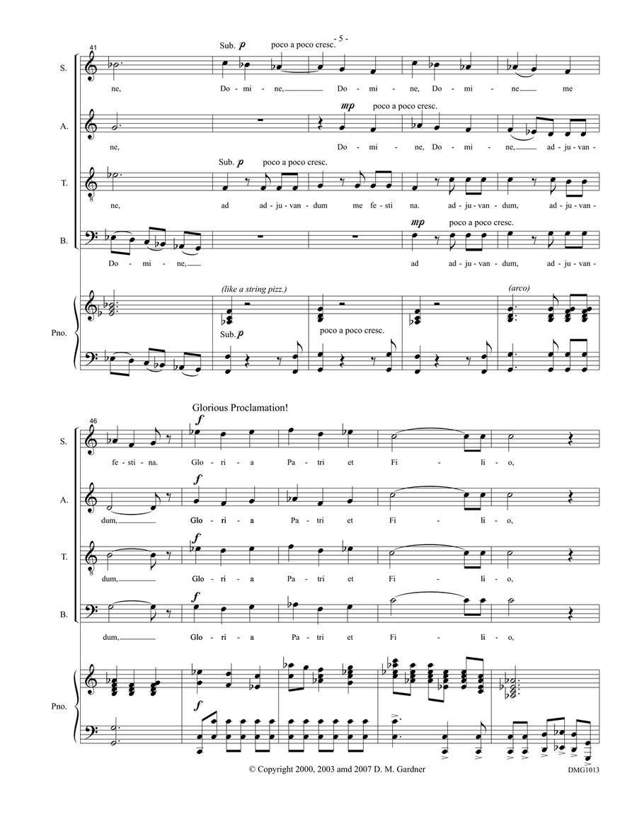 Domine ad adjuvandum me festina (SATB divisi and Piano or Organ) image number null