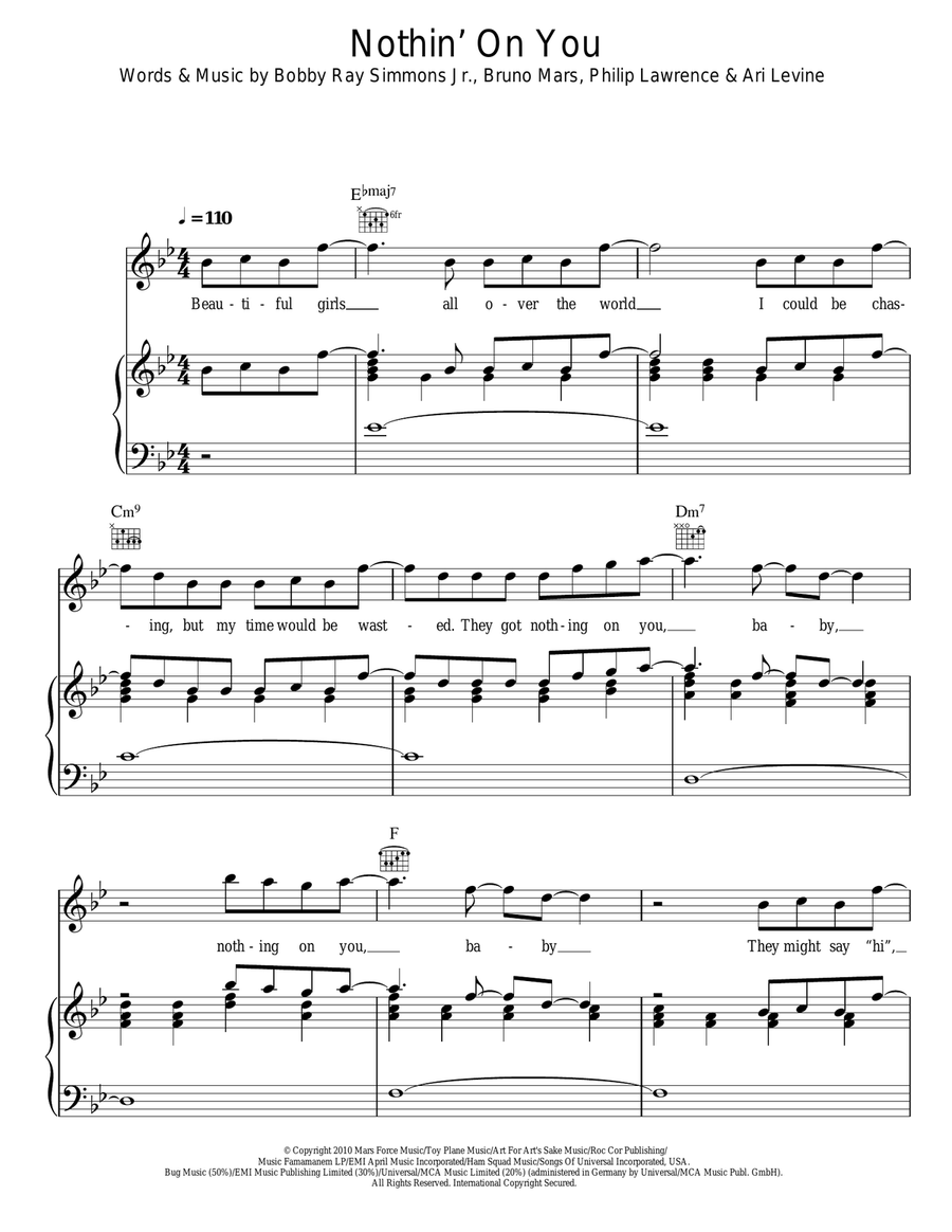 Nothin' On You Acoustic Guitar scores gallery preview page 1