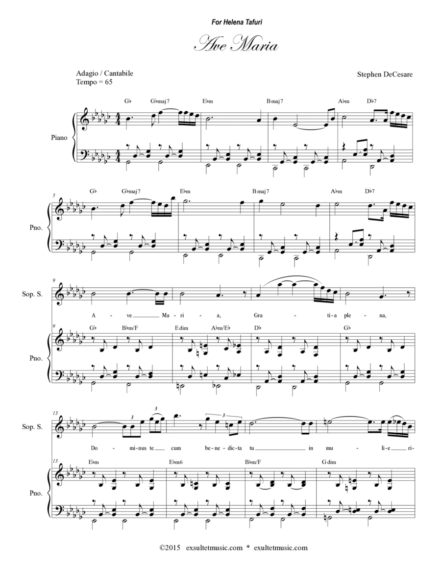 Ave Maria for Soprano Solo (Vocal Score) image number null