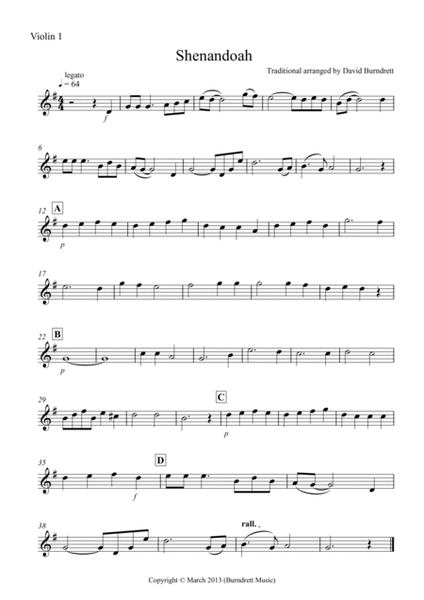 Shenandoah for Violin Quartet image number null