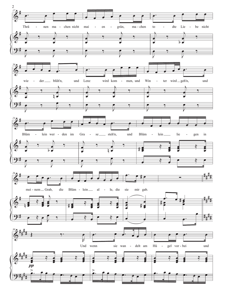 SCHUBERT: Trockne Blumen, D. 795 no. 18 (transposed to E minor) Piano, Vocal scores gallery preview page 3