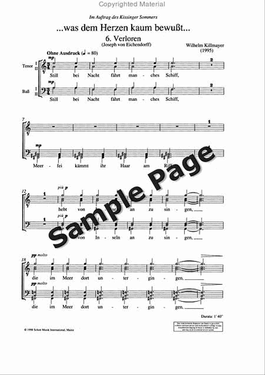 Killmayer Verloren Der Abend-- Chor TTBB scores gallery preview page 3