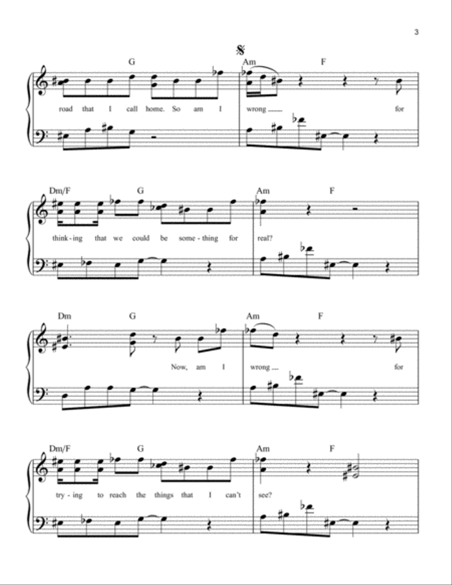 Am I Wrong Easy Piano scores gallery preview page 3