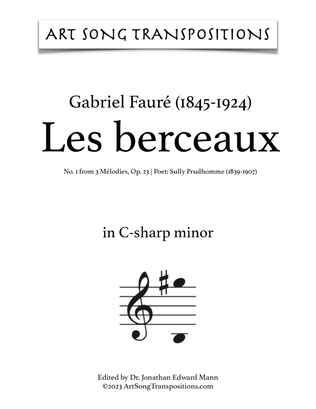 Book cover for FAURÉ: Les berceaux, Op. 23 no. 1 (transposed to C-sharp minor, C minor, and B minor)