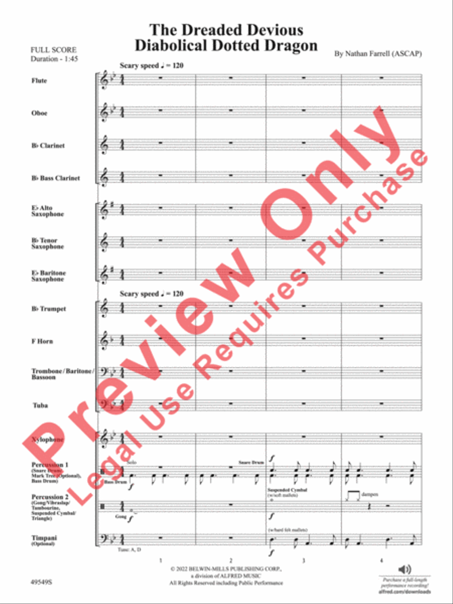 The Dreaded Devious Diabolical Dotted Dragon Concert Band scores gallery preview page 4