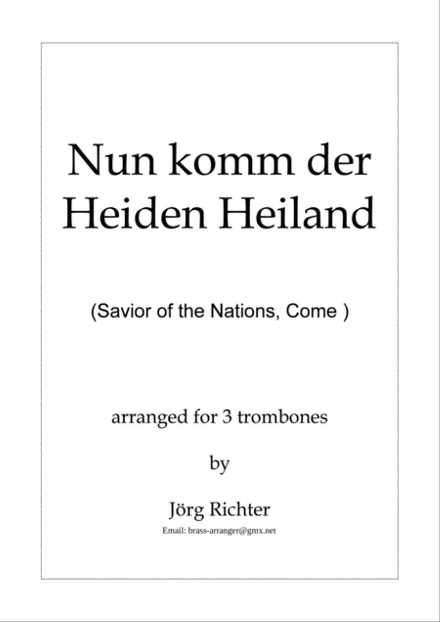 Savior of the Nations, Come for trombone trio Trombone Trio scores gallery preview page 1