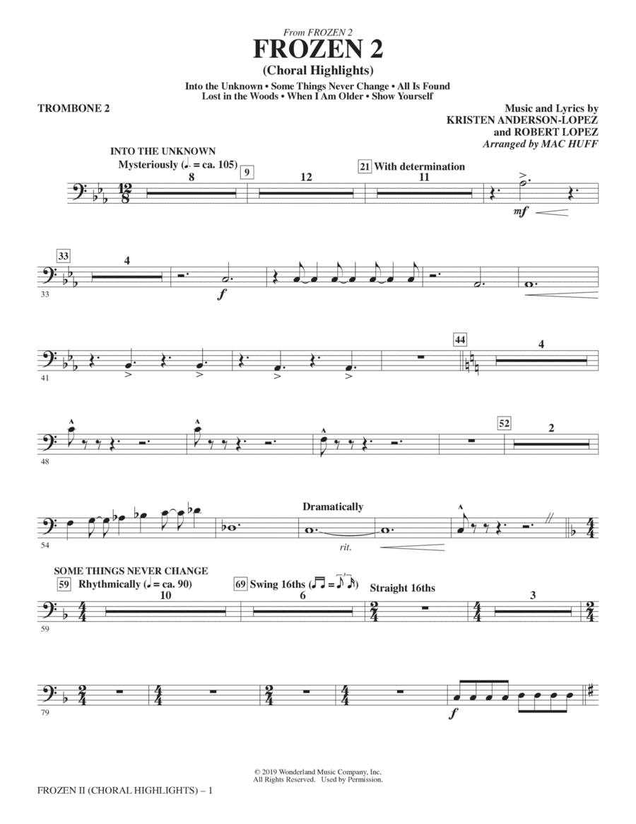 Frozen 2 (Choral Highlights) (arr. Mac Huff) - Trombone 2