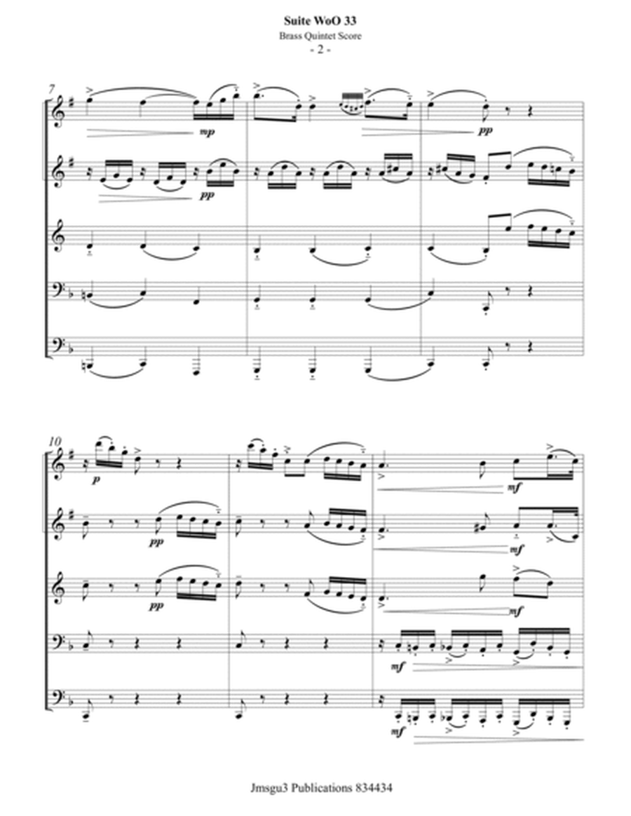 Beethoven: Suite WoO 33 for Brass Quintet - Score Only image number null
