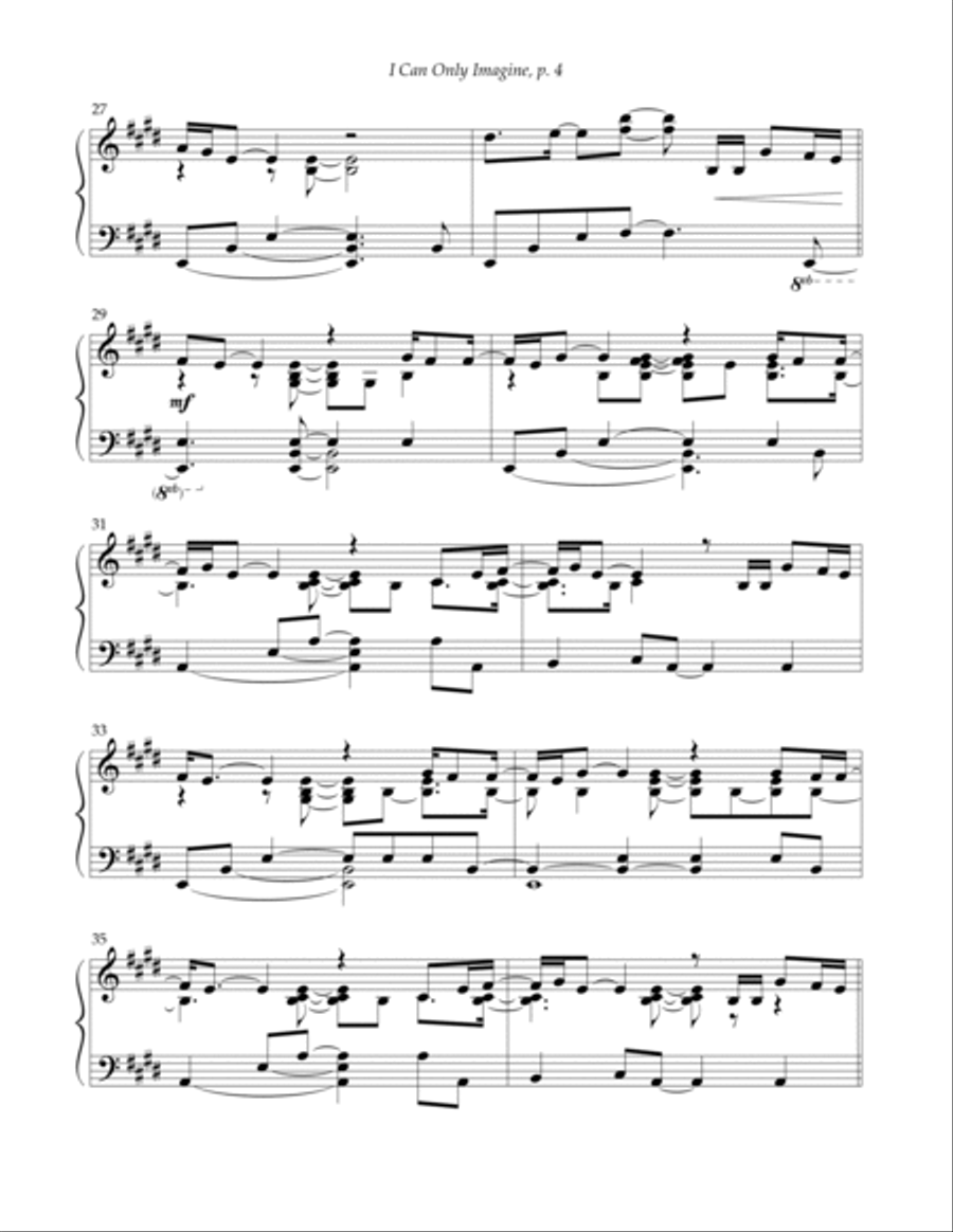 I Can Only Imagine Piano Solo scores gallery preview page 4