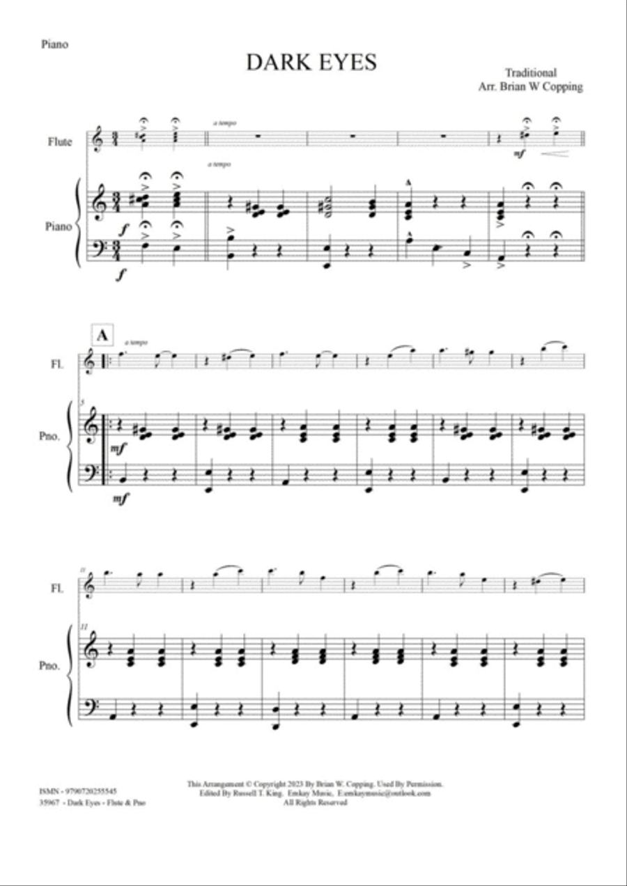 DARK EYES – FLUTE & PIANO Flute Solo scores gallery preview page 2