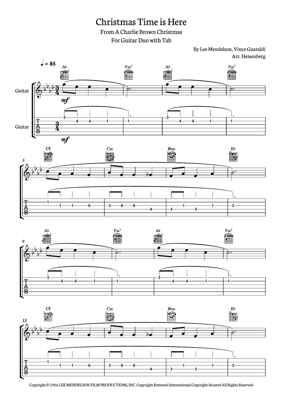 Christmas Time Is Here Christmas Time Is Here Guitar Solo scores gallery preview page 1