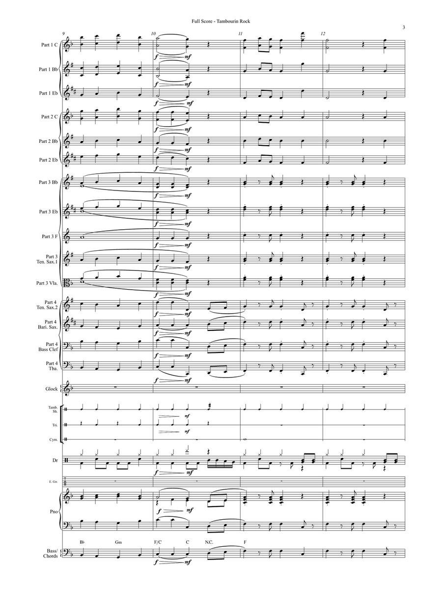 Tambourin Rock (Flexible Instrumentation) Concert Band scores gallery preview page 6