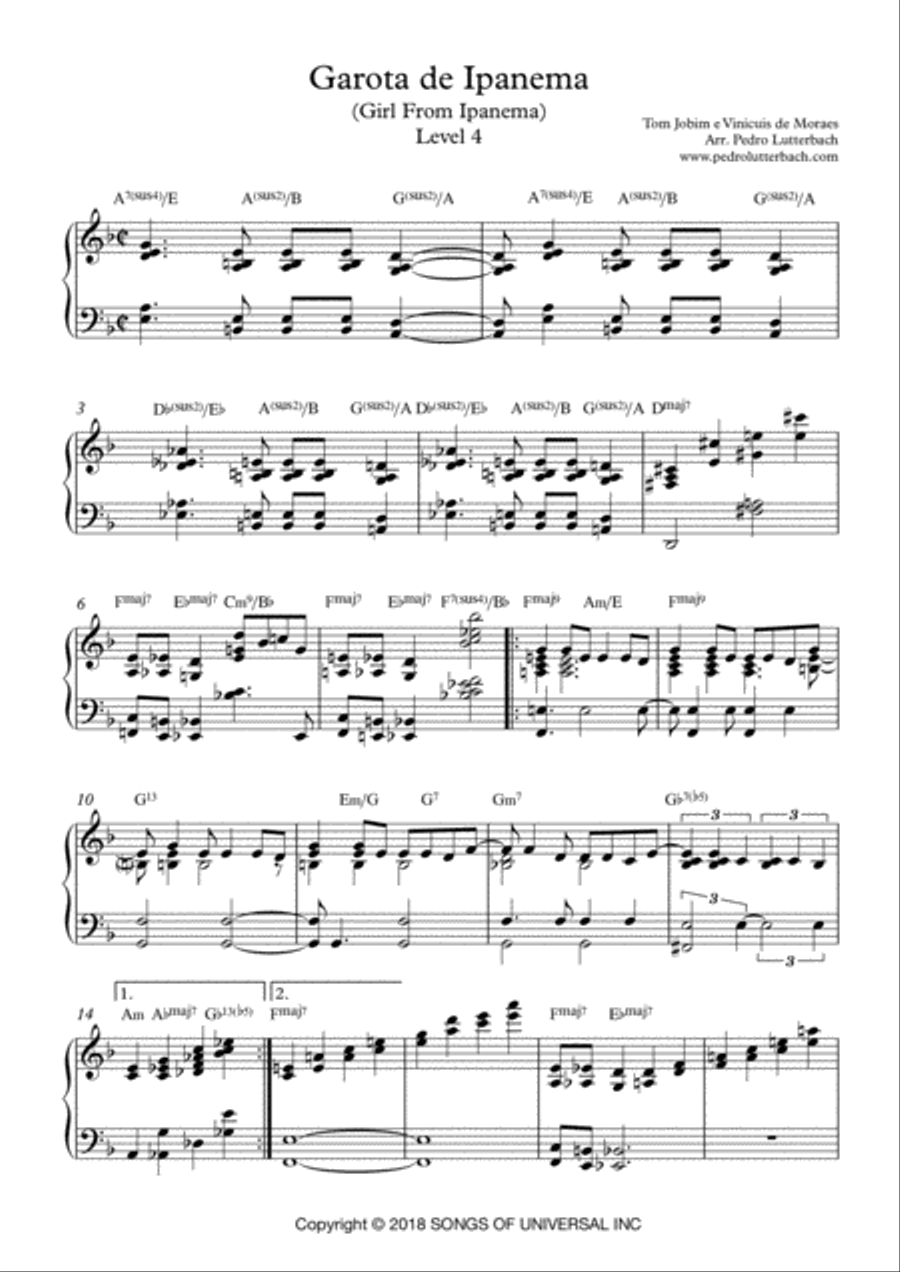 The Girl From Ipanema (garôta De Ipanema) Piano Solo scores gallery preview page 1