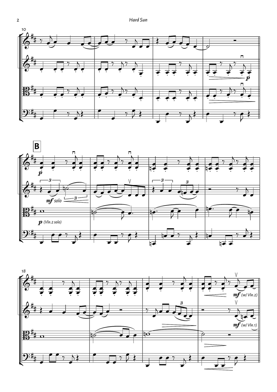 Hard Sun Hard Sun String Quartet scores gallery preview page 2