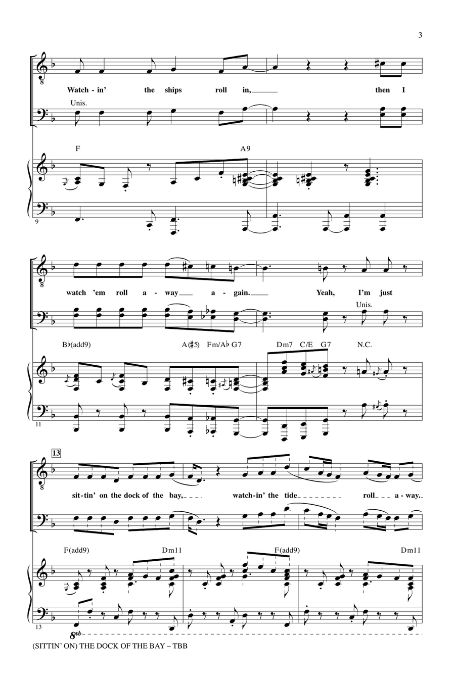 (Sittin' On) The Dock Of The Bay 3-Part scores gallery preview page 2